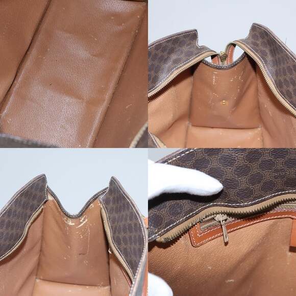 CELINE Macadam Canvas Hand Bag Pvc Leather Brown Gold - Picture 13 of 13